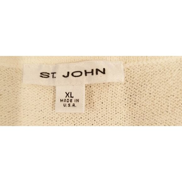 St. John Santana Knit Ivory Crop Length Tank Scoop Neck and Side Slit Top XL - Picture 5 of 12